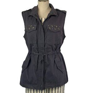 Forever 21 Sleeveless Embellished Jacket - Charcoal/Gunmetal, Size Medium NWT